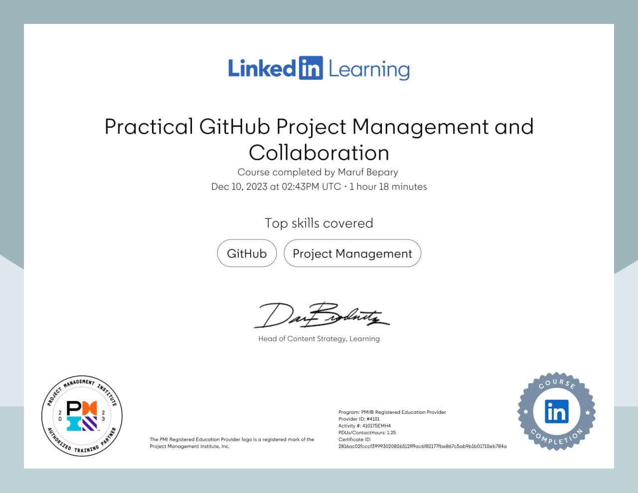 Practical Project Management and Collaboration certificate image